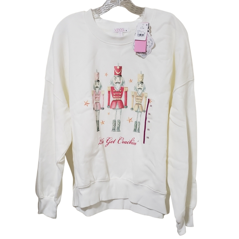 VIRAL Target Nutcracker Sweatshirt Fleece Vinyl Threads Women XXL Off-White 🎄